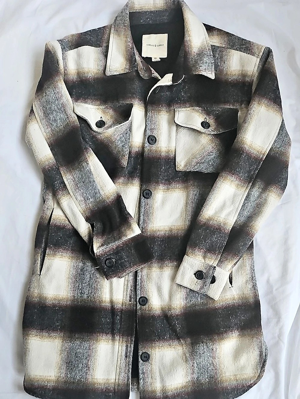 THREAD & SUPPLY Ombre Plaid Button-Up Shacket – Women's Size XS